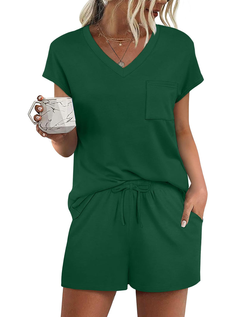 RUMIA Pajamas for Women 2 Piece Cap Sleeve Lounge Short Sets with Pockets (S-3XL)-62