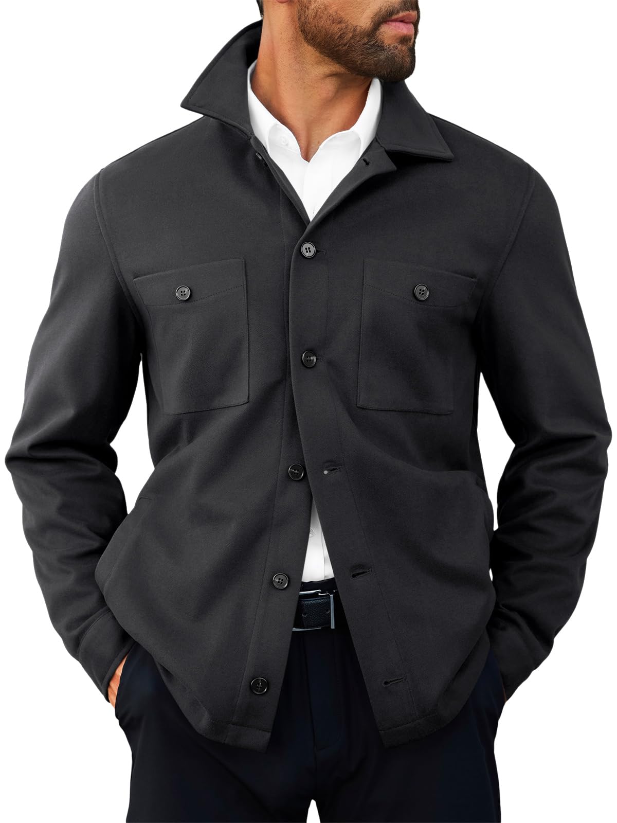 Runcati Mens Lightweight Shirt Jacket Button Down Long Sleeve Shacket Casual Fall Warm Work Stylish Jackets with Pocket-9