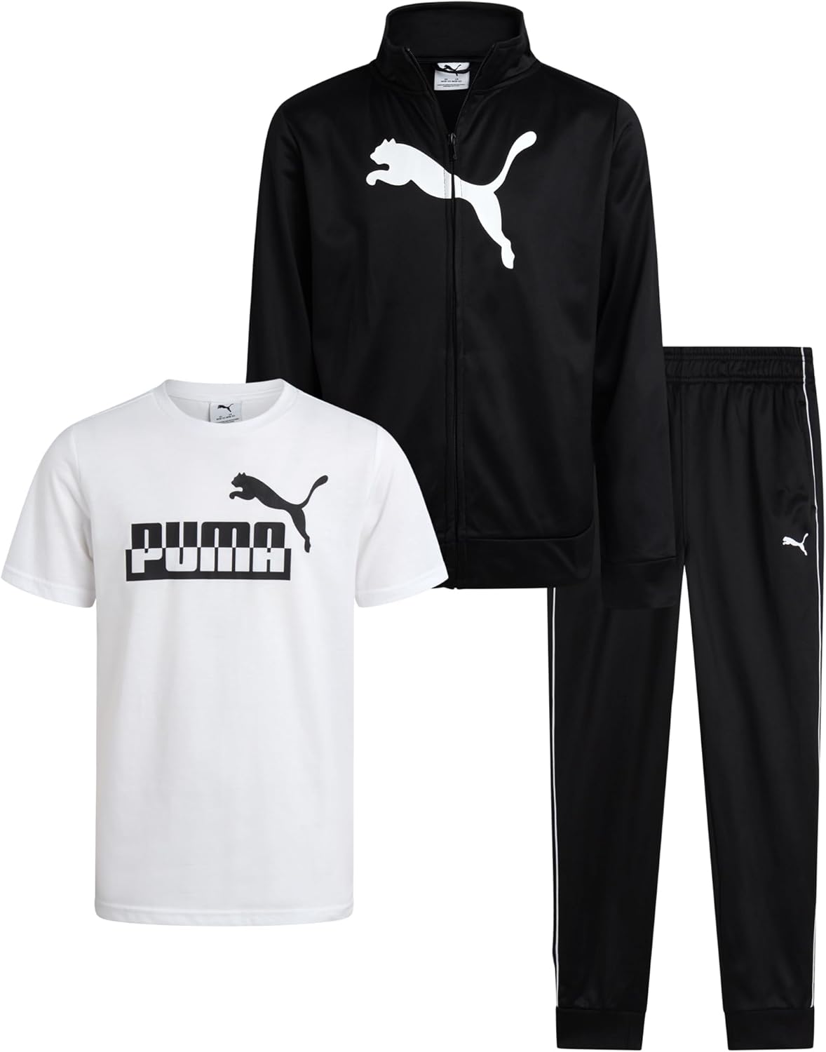 PUMA Boys Pants Set - 3 Piece Athletic T-Shirt, Zip Up Jacket, Jogger Pants - Boys Activewear Tricot Jogset (8-16)-4