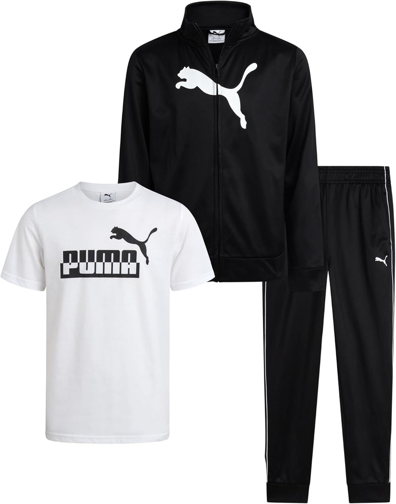 PUMA Boys Pants Set - 3 Piece Athletic T-Shirt, Zip Up Jacket, Jogger Pants - Boys Activewear Tricot Jogset (8-16)-4