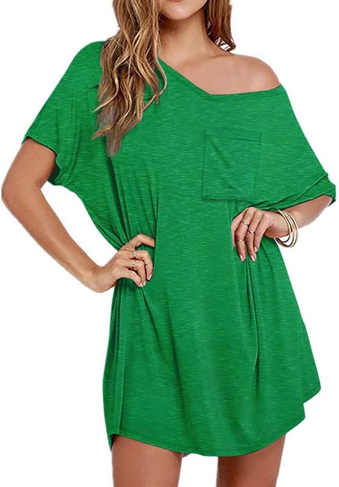 Ekouaer Womens Tshirt Nightgown Cotton V Neck Sleepshirts Comfy Casual Nightshirt for Women-69