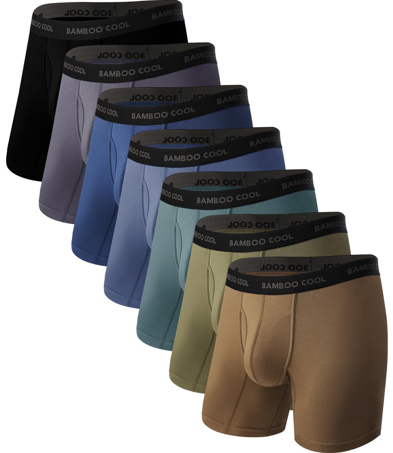 BAMBOO COOL Men's Ultra ComfortSoft Underwear, Moisture Wicking & Breathable No Ride Up Boxer Briefs with Fly, Multipack-72