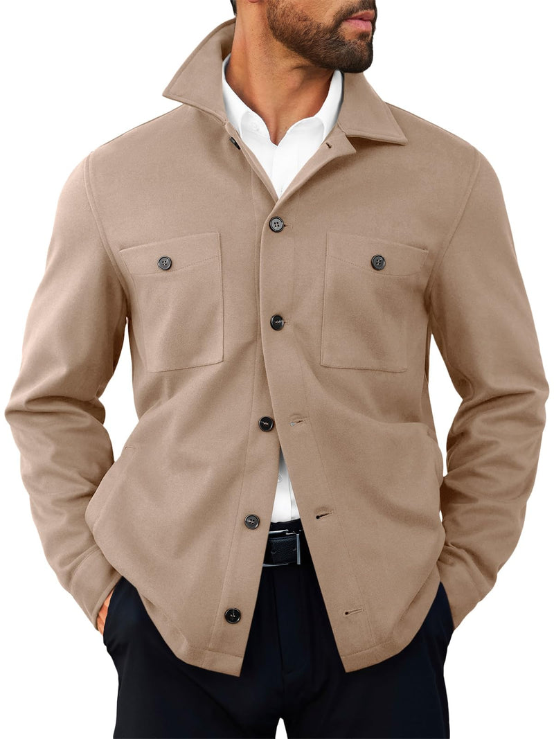 Runcati Mens Lightweight Shirt Jacket Button Down Long Sleeve Shacket Casual Fall Warm Work Stylish Jackets with Pocket-20