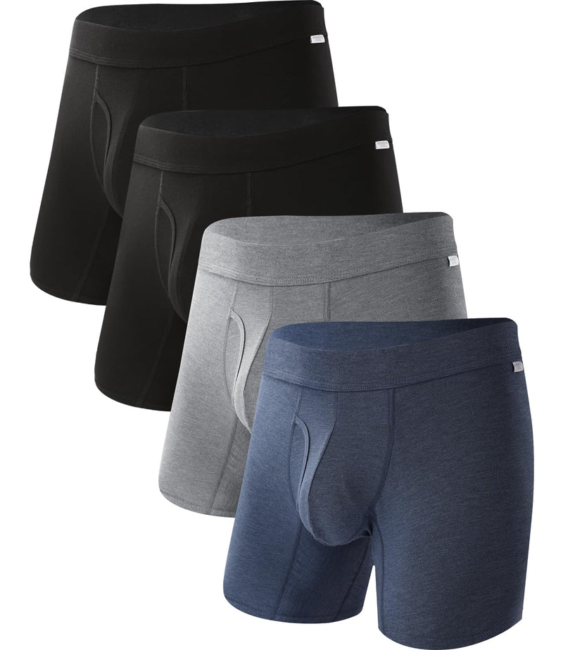 BAMBOO COOL Men's Ultra ComfortSoft Underwear, Moisture Wicking & Breathable No Ride Up Boxer Briefs with Fly, Multipack-67