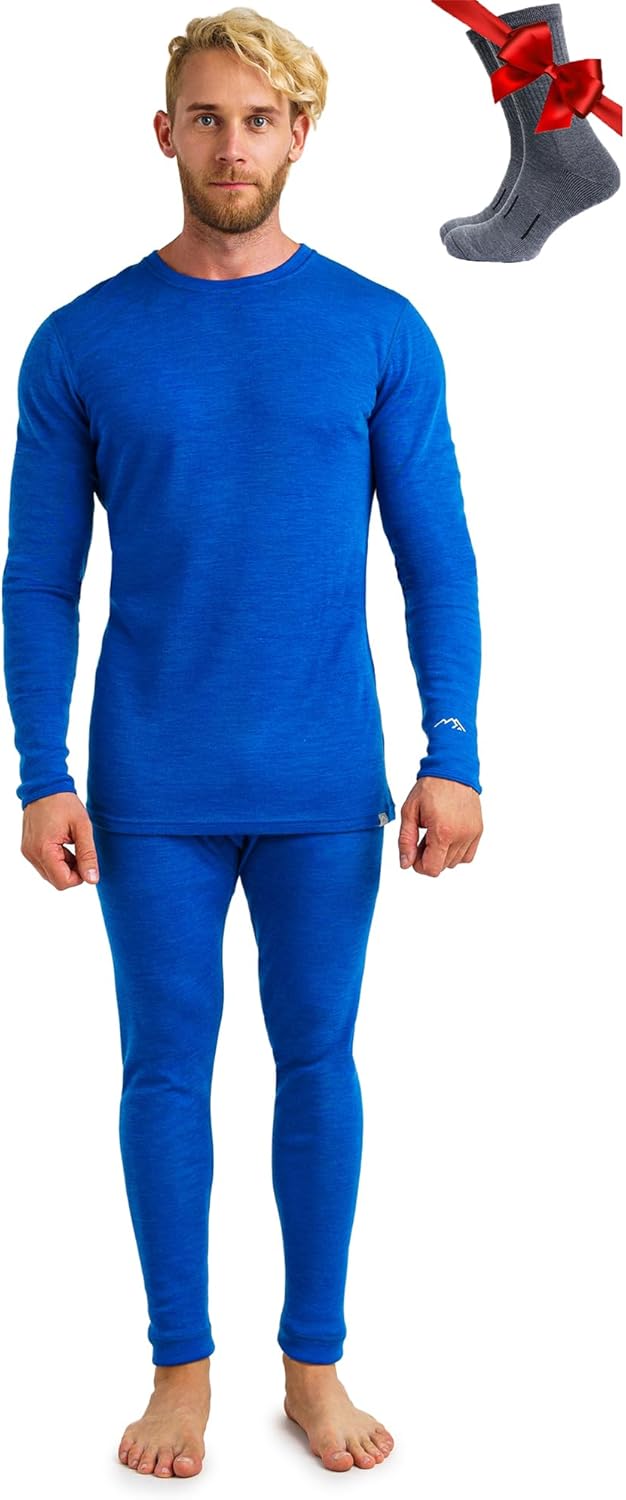 Merino.tech Merino Wool Base Layer Mens Set - Heavyweight, Midweight, Lite Merino Wool Thermal Underwear For Men Top, Bottom-78