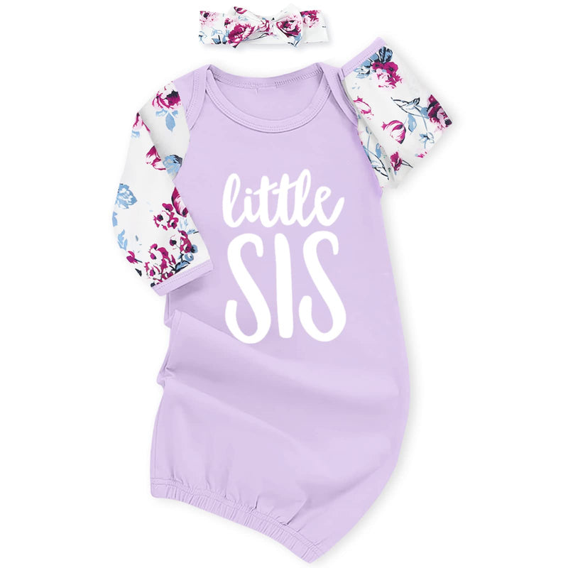 AMAWMW Newborn Baby Girl Little Sister Sleeper Gown Stripe Long Sleeve Nightgown Pajamas Gifts Stuff Essential Outfit