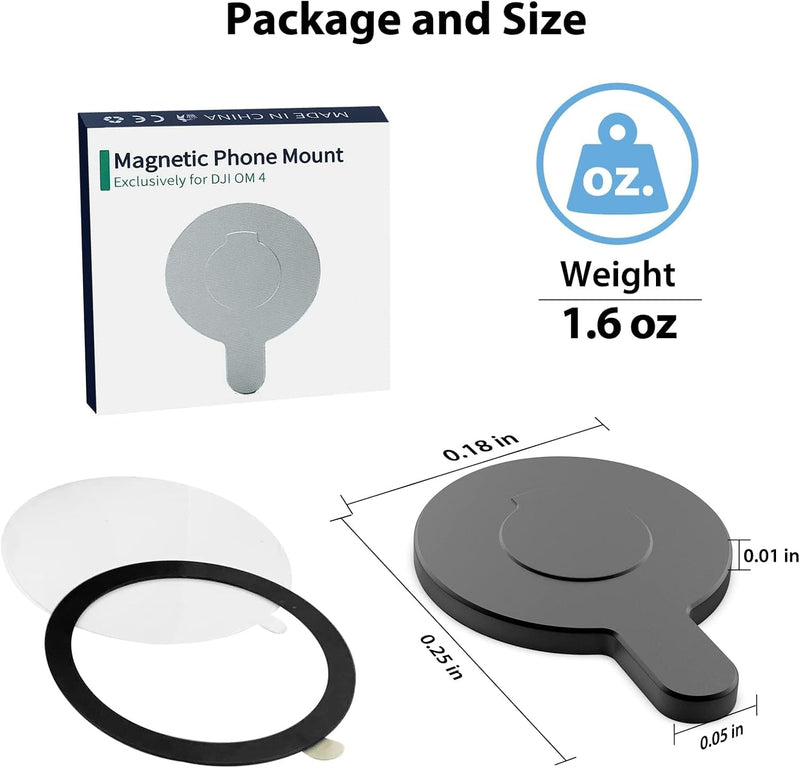 OM Magnetic Phone Mount for DJI Osmo Mobile 8/7P/OM 7/OM 6/SE/OM 5/OM 4 SE/OM 4 Magsafe Quick-Release Adapter Magnet Clamp Clip, Mounting for Video Photo Shooting Phone DJI Gimbal Accessories