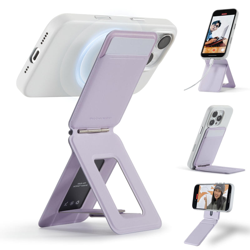 MOFT Phone Tripod Stand Selfie Stick for iPhone, Multi-Angles iPhone Stand, Lightweight & Portable Phone Holder, Strong Magnets, MOVAS Vegan Leather, Travel Essentials, Seafoam (Without Card Slot)