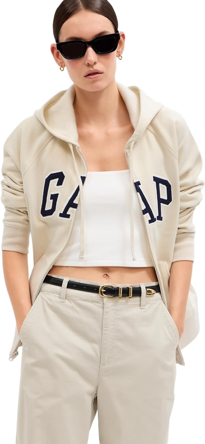 GAP womens Logo Hoodie Hooded Full Zip Sweatshirt-59