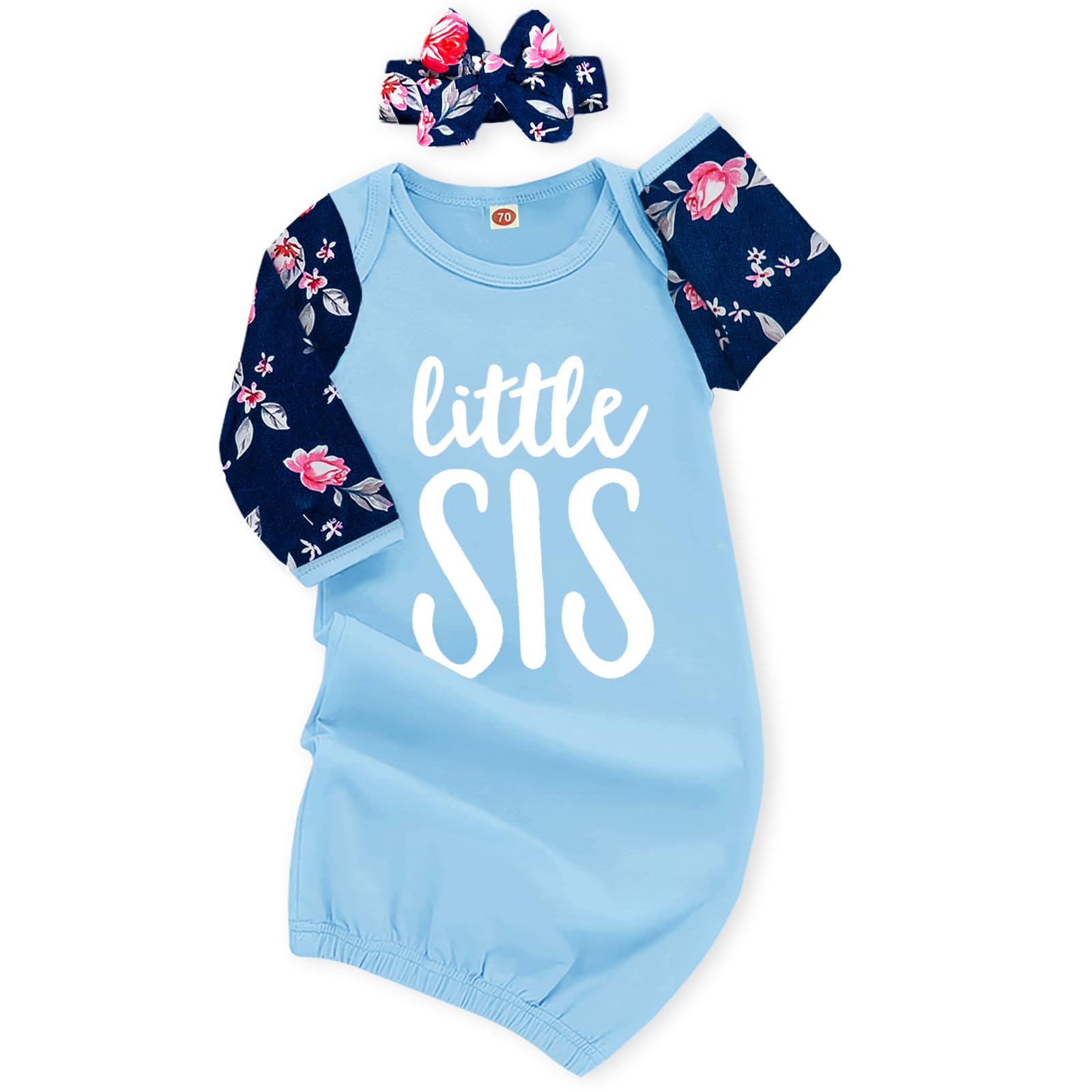 AMAWMW Newborn Baby Girl Little Sister Sleeper Gown Stripe Long Sleeve Nightgown Pajamas Gifts Stuff Essential Outfit