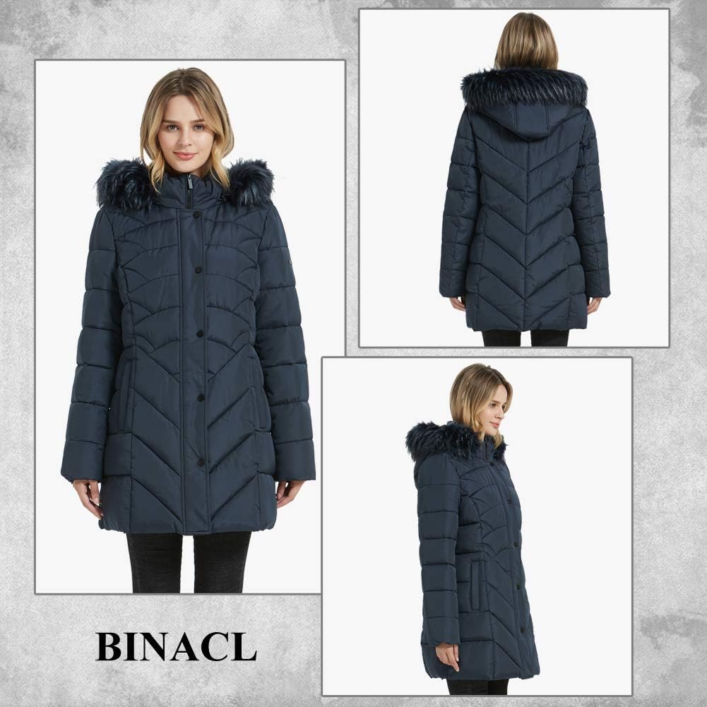 BINACL Women's Winter Warm Thicken Long Outwear Pockets Coat Parka Jacket XS-3XL-73