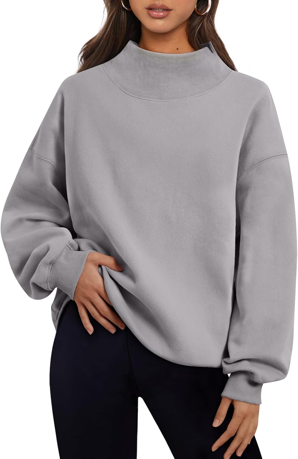 Trendy Queen Womens Oversized Sweatshirts Turtleneck Pullover Long Sleeve Hoodies Tops Fall Fashion Outfits 2026 Clothes-4