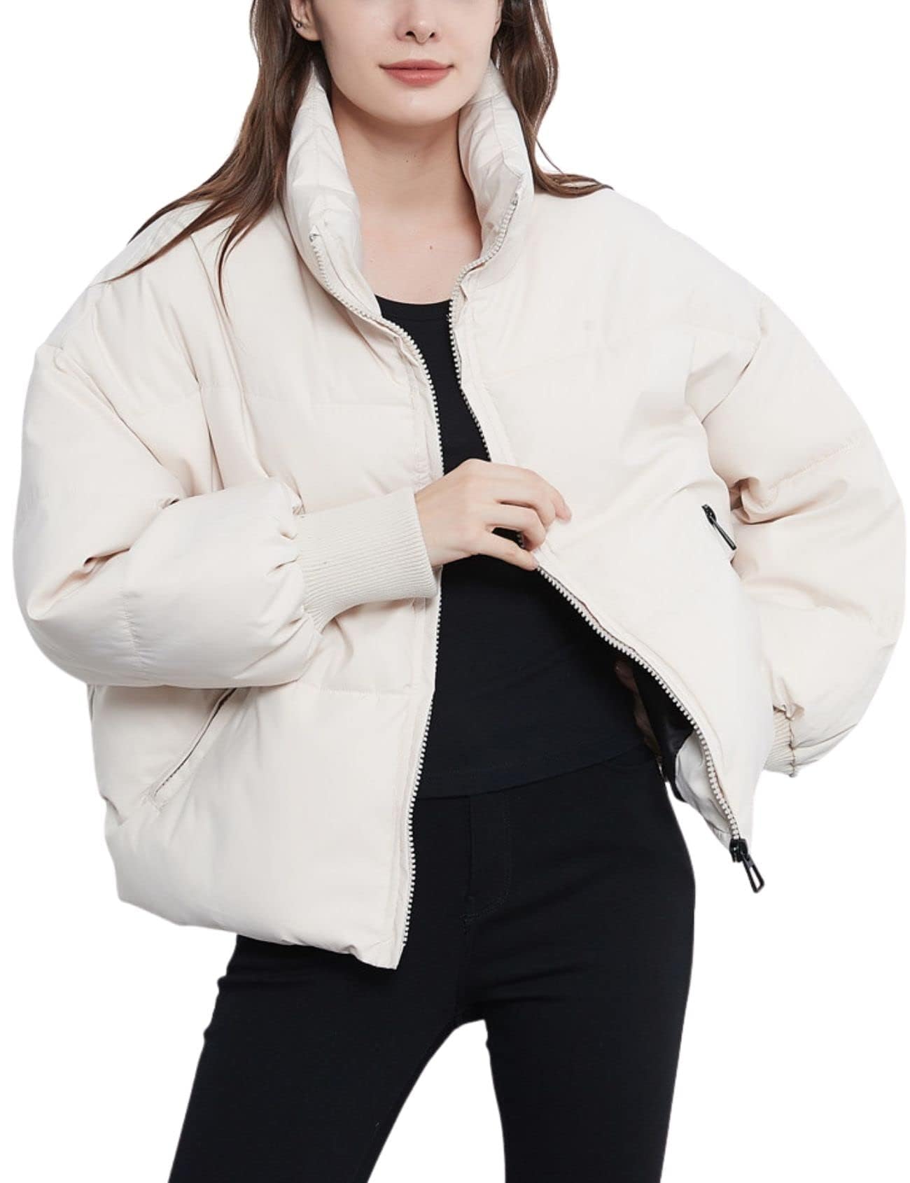 Gihuo Women’s Winter Cropped Puffer Jacket Coat Short Warm Quilted Jacket 2025-21
