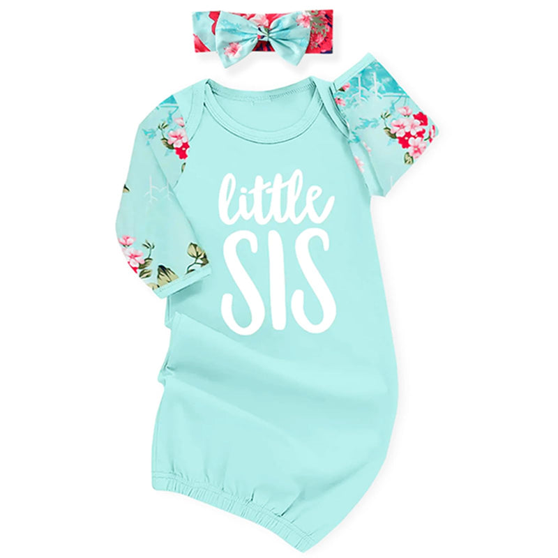 AMAWMW Newborn Baby Girl Little Sister Sleeper Gown Stripe Long Sleeve Nightgown Pajamas Gifts Stuff Essential Outfit-27
