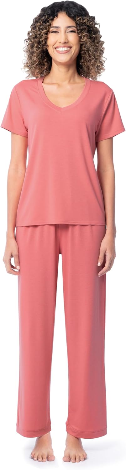 Fruit of the Loom womens Short Sleeve Tee and Pant 2 Piece Sleep Set-57