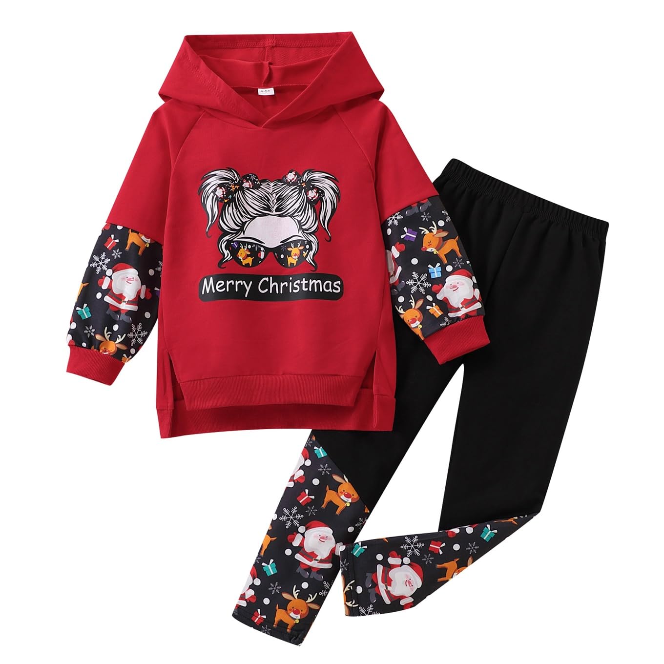 Toddler Baby Girls Clothes Long-sleeve Tie Dye Hoodie Pullover and Sweatpants Heart Print Hooded Outfits Set