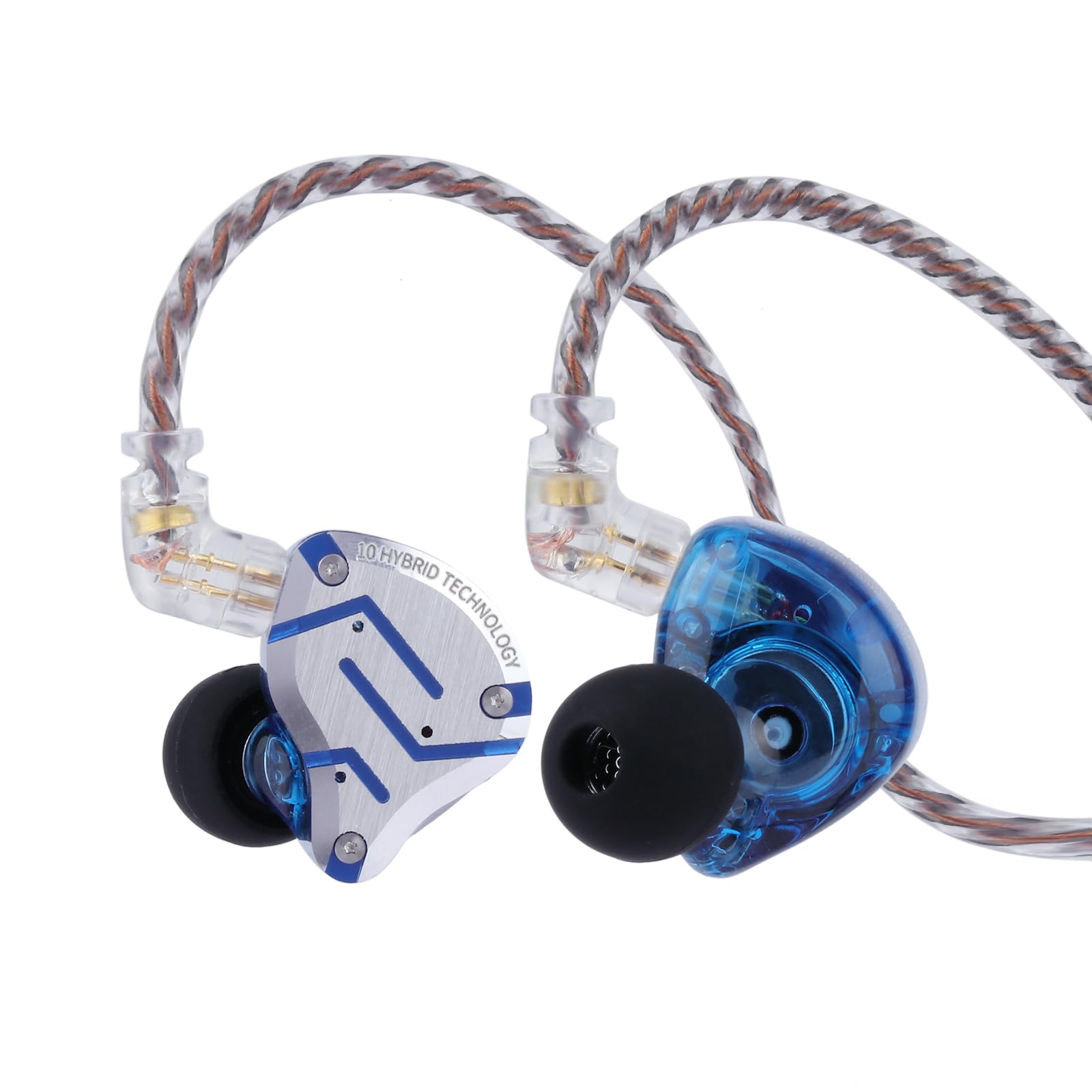 Linsoul KZ ZS10 Pro, 4BA+1DD 5 Driver in Ear Monitor, HiFi Wired Earbuds, Gaming Earbuds, Hybrid IEM Earphones with Stainless Steel Faceplate, Detachable Cable for Musician(with Mic, Dark Black)