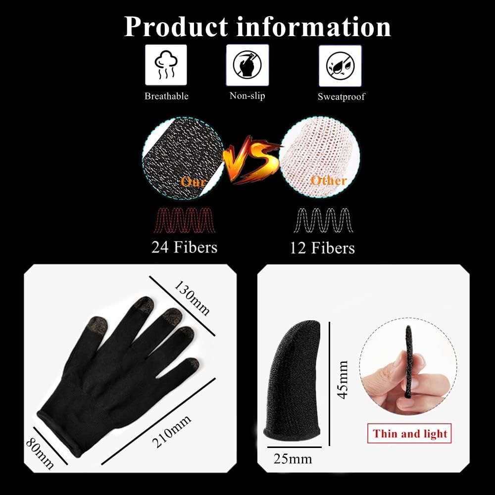 Gaming Gloves for Sweaty Hands - Rakizbe High-Sensitive Anti-Sweat Breathable Seamless Touch Screen Gloves with Thumb Finger Sleeves for iPad/Mobile Game Controller