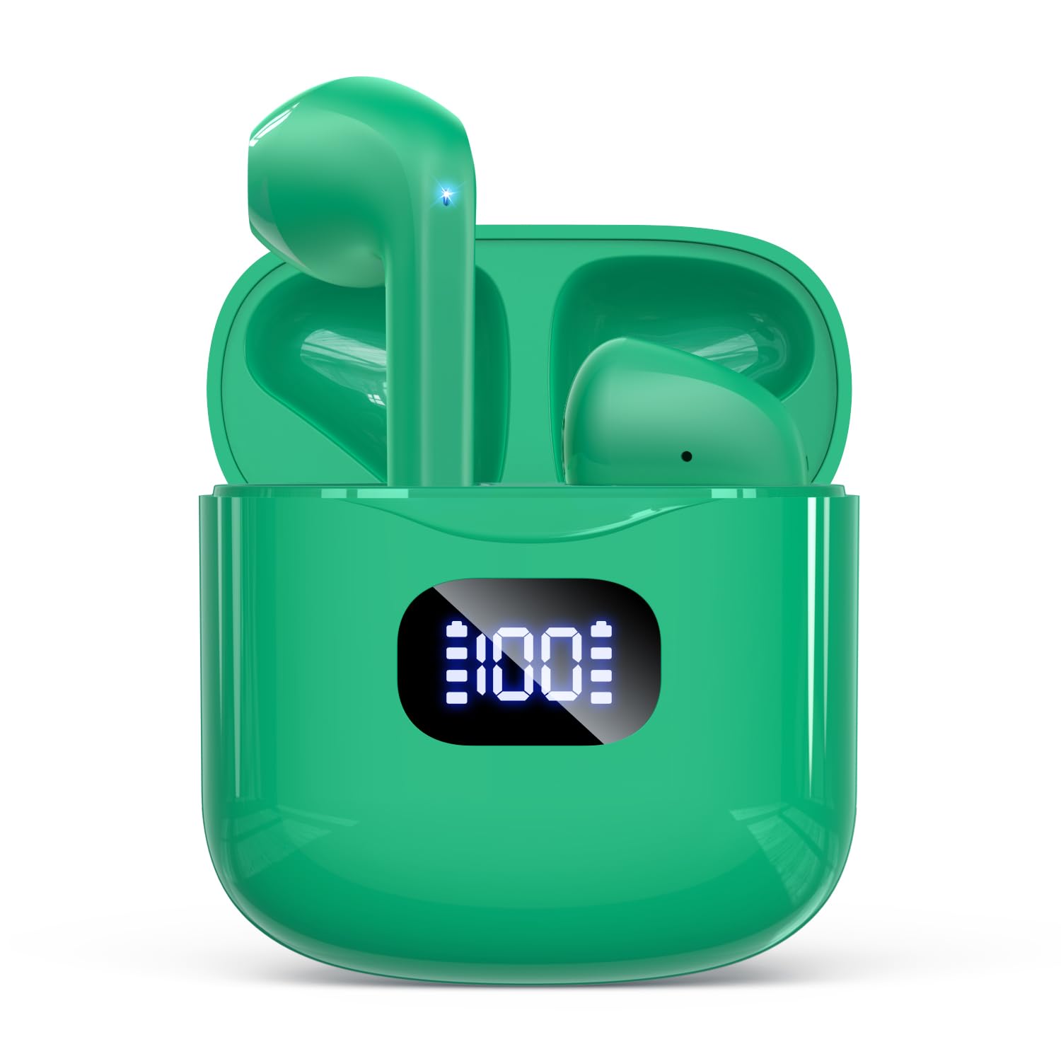 Wireless Earbuds Bluetooth 5.3 Headphones, 40Hrs Playback Stereo Ear Buds with LED Display Charging Case IPX7 Waterproof in-Ear Earphones with Mic for Phone Tablet Laptop Sports, White