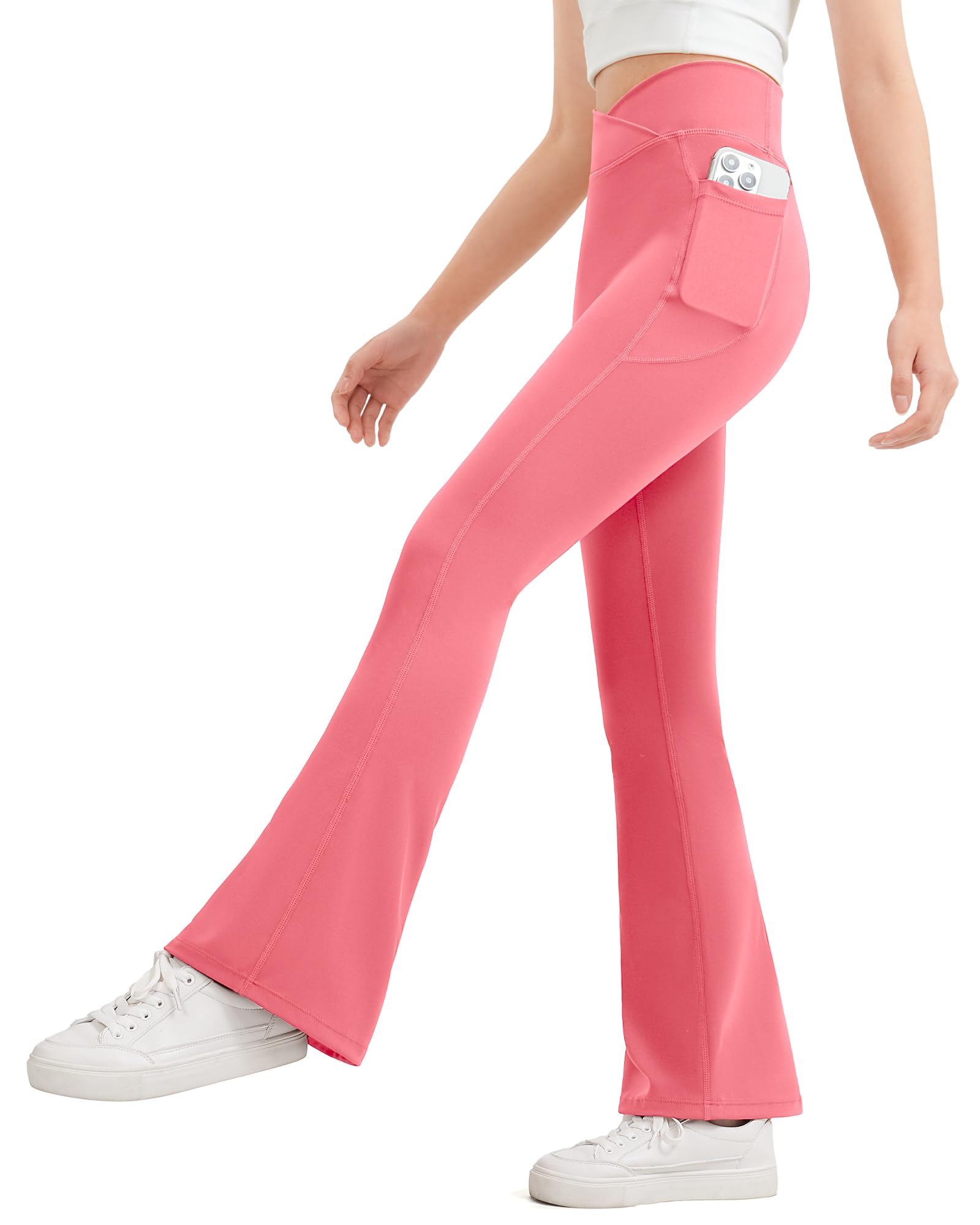 JOCMIC Girls Flare Leggings Kids Bell Bottom High Waisted Dance Yoga Flared Pants