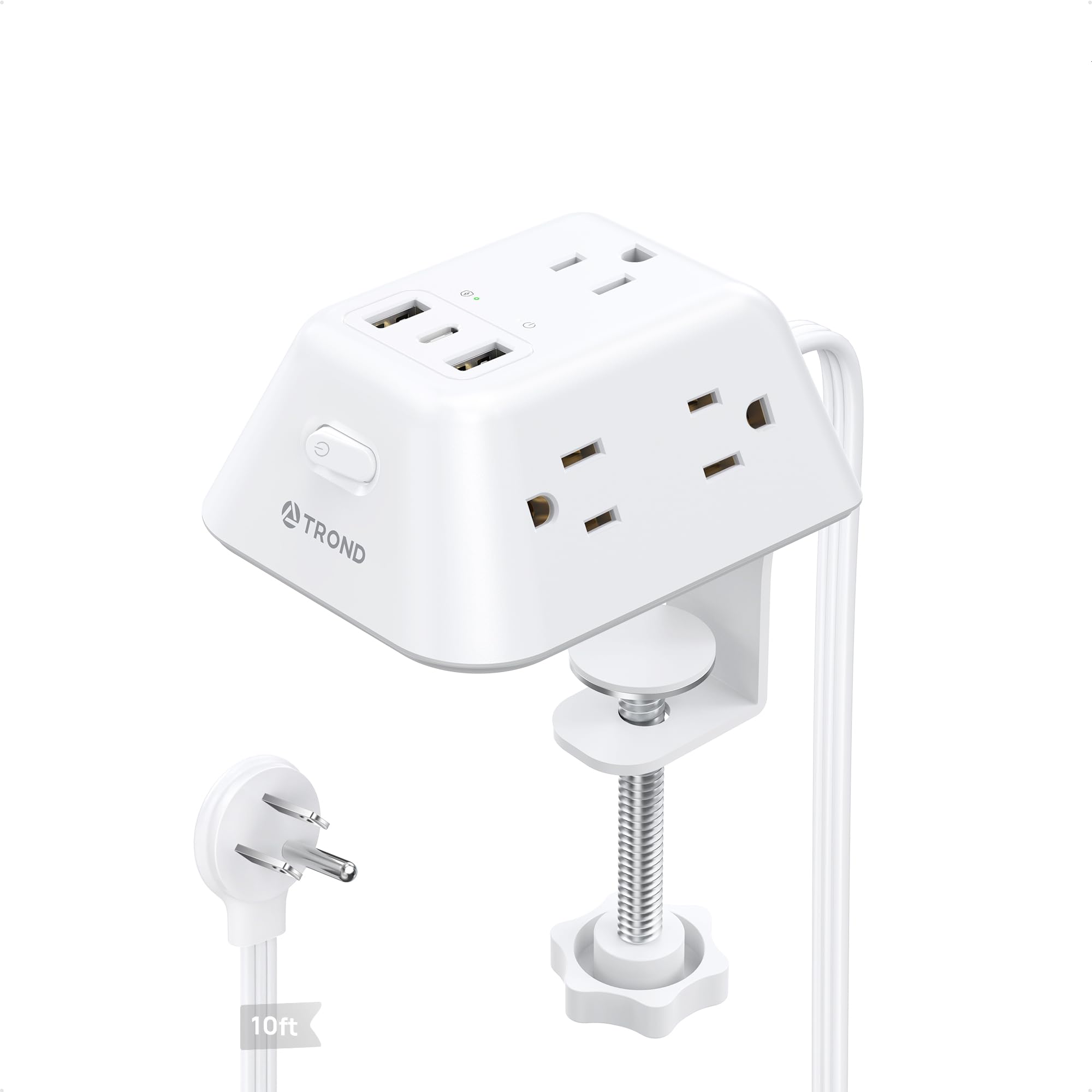 Desk Clamp Power Strip, Surge Protector with 5 AC Outlets and 3 USB Ports, Desk Mount Charging Station, Fit 1.97in Tabletop Edge Thick, 6FT Extension Cord, for Home Office Gaming Accessories, Black