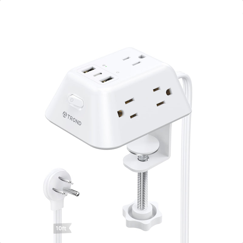 Desk Clamp Power Strip, Surge Protector with 5 AC Outlets and 3 USB Ports, Desk Mount Charging Station, Fit 1.97in Tabletop Edge Thick, 6FT Extension Cord, for Home Office Gaming Accessories, Black