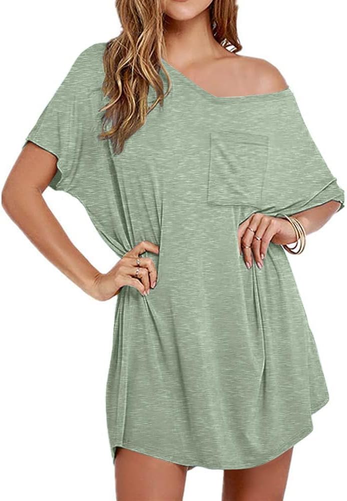 Ekouaer Womens Tshirt Nightgown Cotton V Neck Sleepshirts Comfy Casual Nightshirt for Women-99