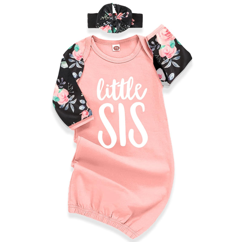 AMAWMW Newborn Baby Girl Little Sister Sleeper Gown Stripe Long Sleeve Nightgown Pajamas Gifts Stuff Essential Outfit-32