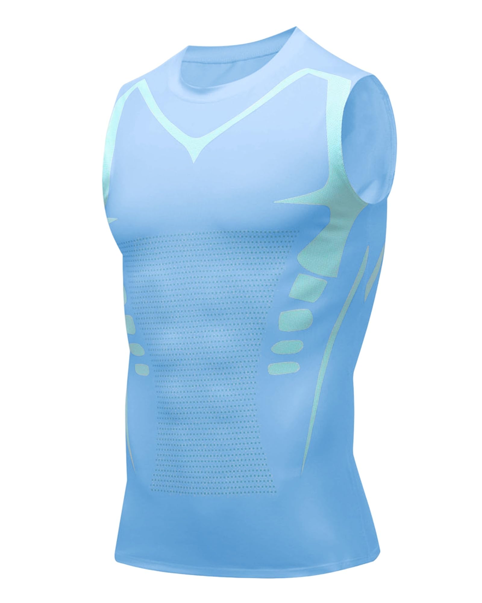 Compression Shirt Men Slimming Body Shaper Vest Crewneck Workout Shirts Tummy Control Undershirts-48