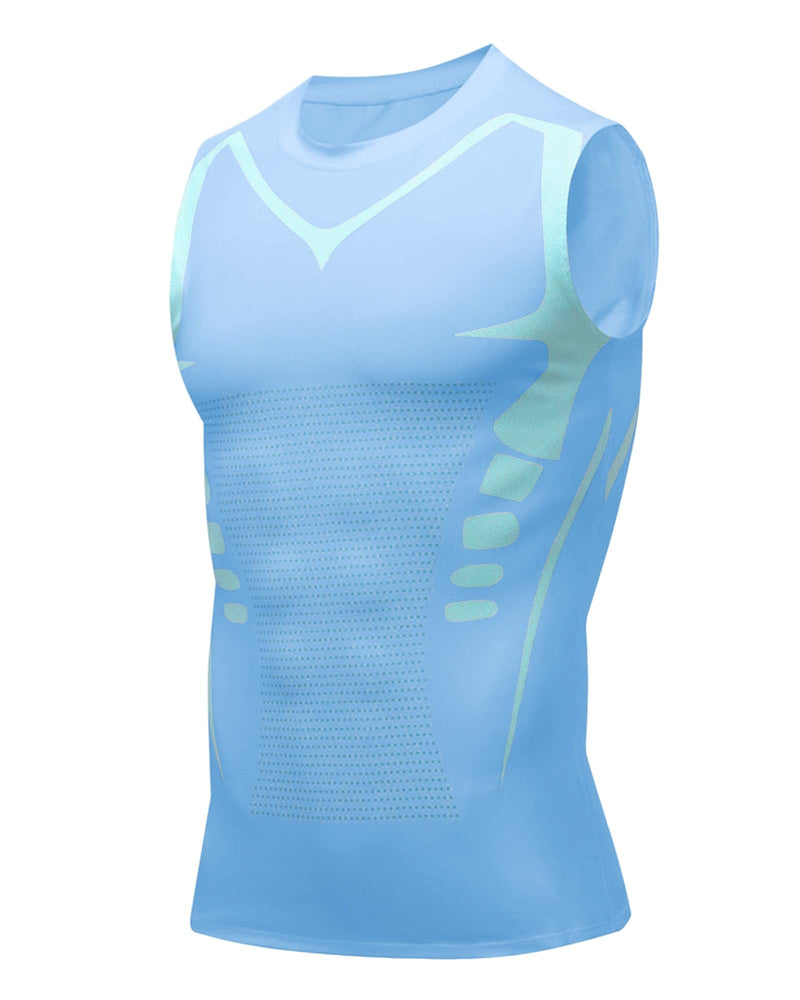 Compression Shirt Men Slimming Body Shaper Vest Crewneck Workout Shirts Tummy Control Undershirts-30