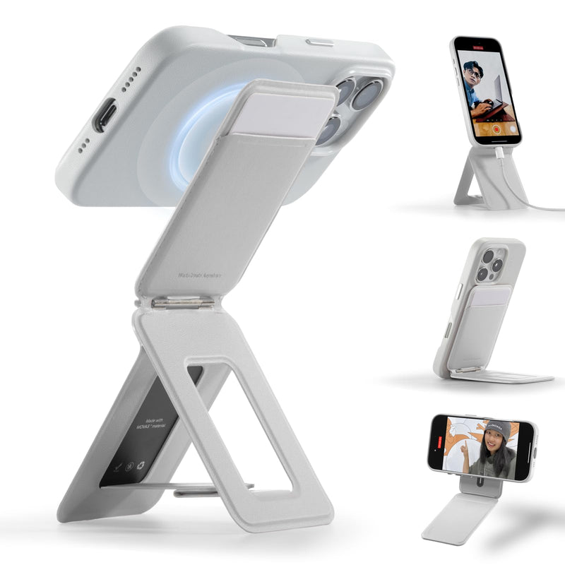 MOFT Phone Tripod Stand Selfie Stick for iPhone, Multi-Angles iPhone Stand, Lightweight & Portable Phone Holder, Strong Magnets, MOVAS Vegan Leather, Travel Essentials, Seafoam (Without Card Slot)