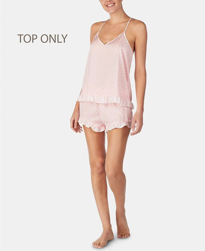 Betsey Johnson Women's Ruffled Printed Cami Pajama Top, Blush Dot, S-1