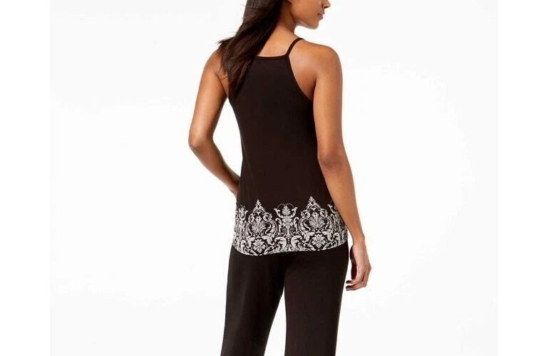 I.N.C Women's Sleeveless Keyhole Pajama Tank Top, Black, Large