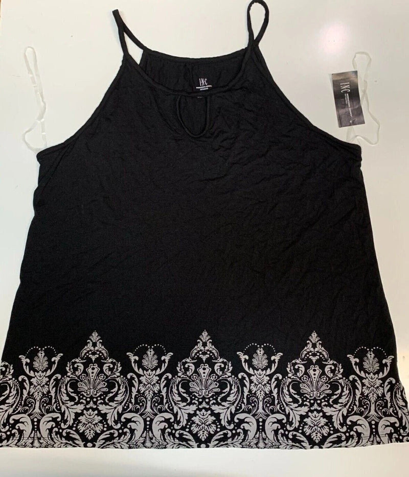 I.N.C Women's Sleeveless Keyhole Pajama Tank Top, Black, Large-3