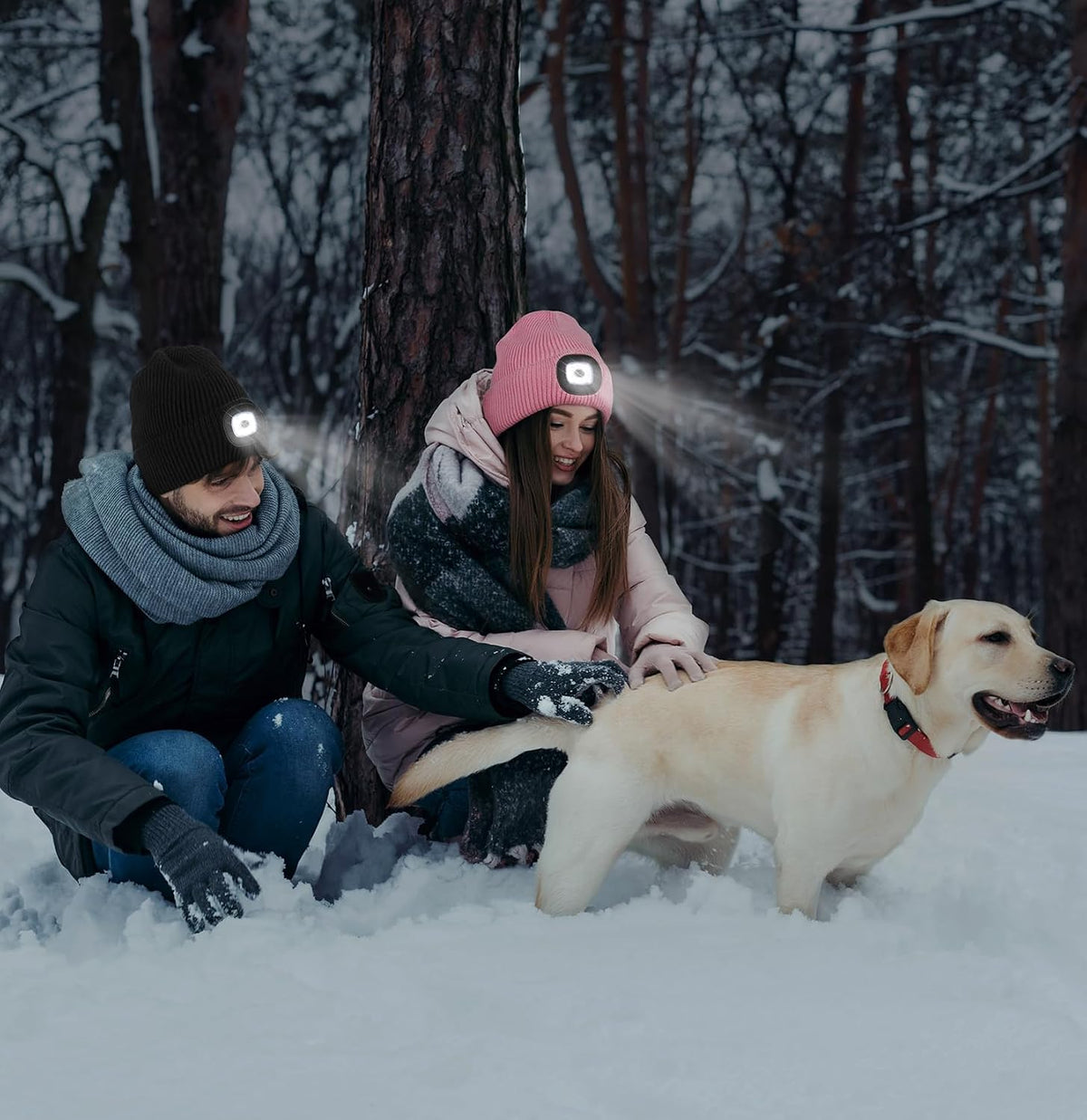 MELASA Winter Fleece Lined Beanie with The Light, Warm Gifts for Men Dad