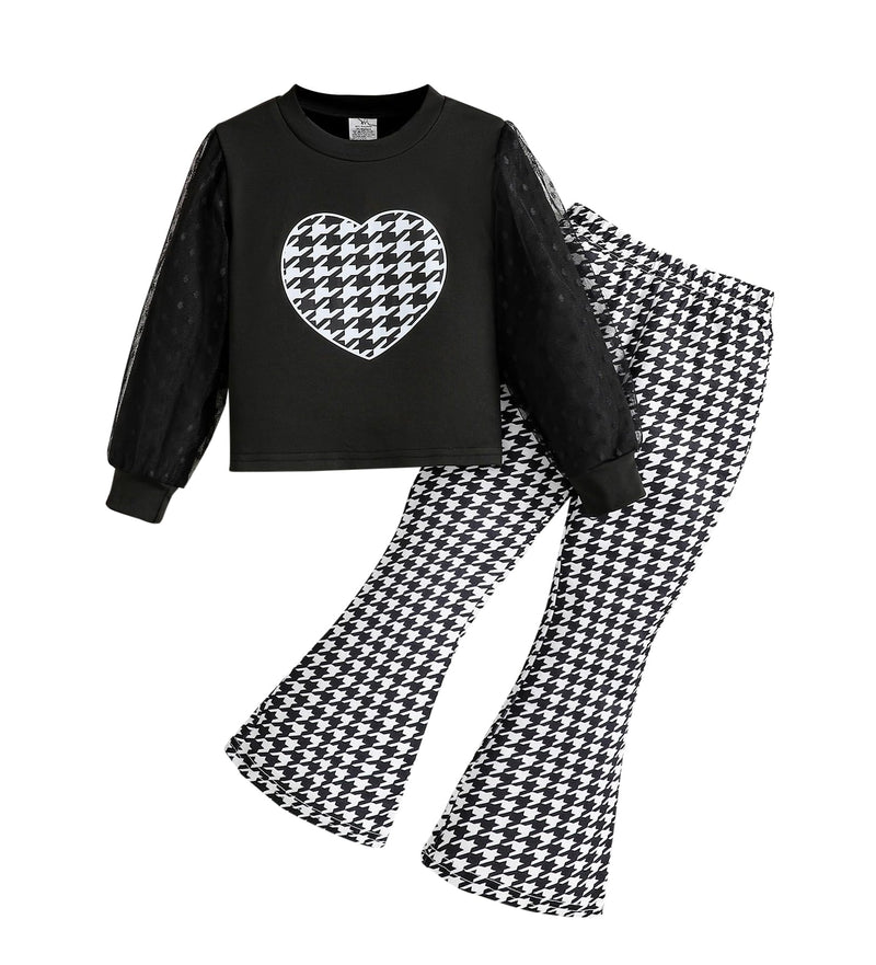 VeryNew Toddler Girl Clothes Sets, 2Pcs Cute Fall Outfit for Little Girls, Long Sleeve Top & Pants for Size 4-8T