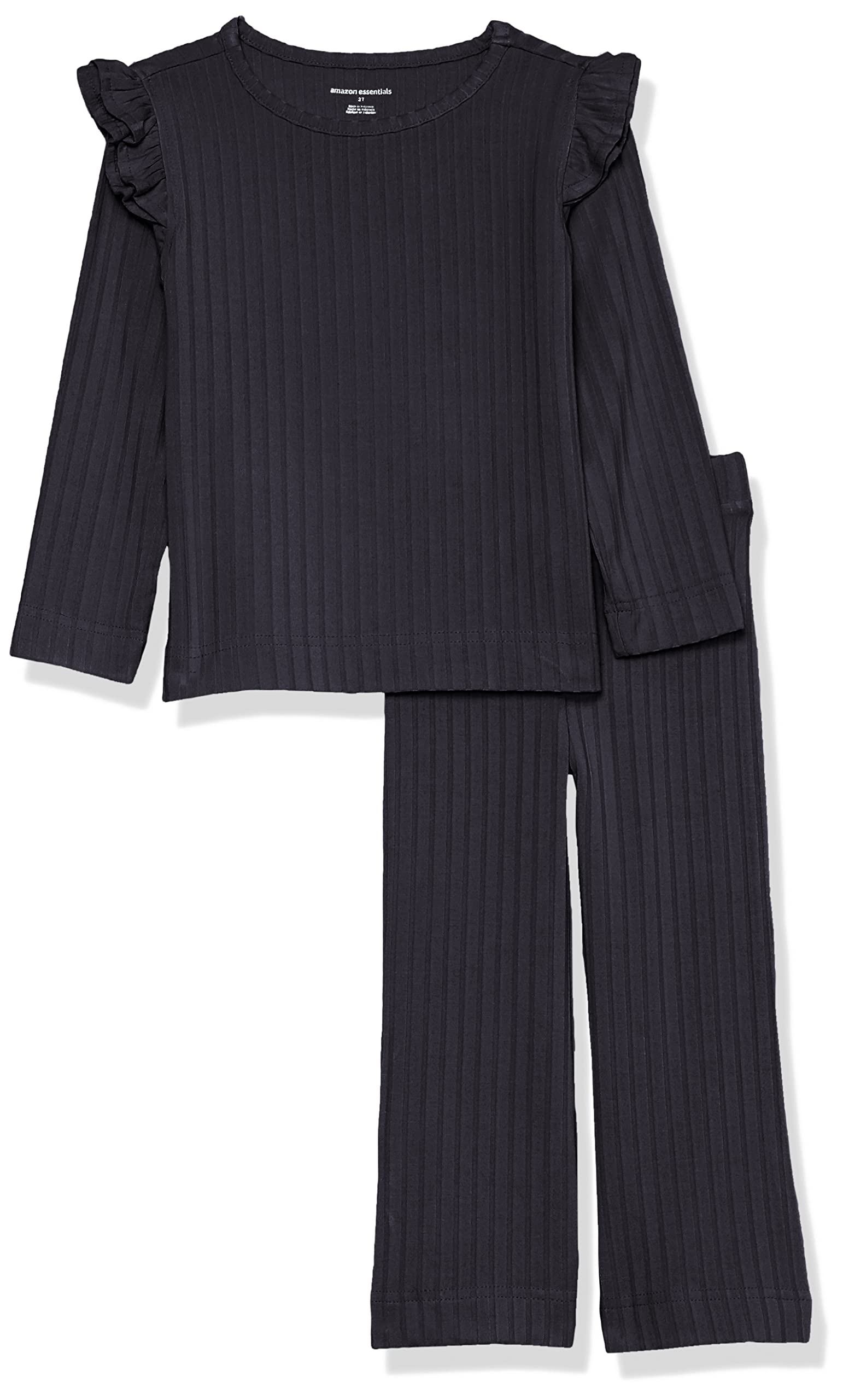 Amazon Essentials Girls and Toddlers' Wide-Rib Outfit Set, Pack of 2