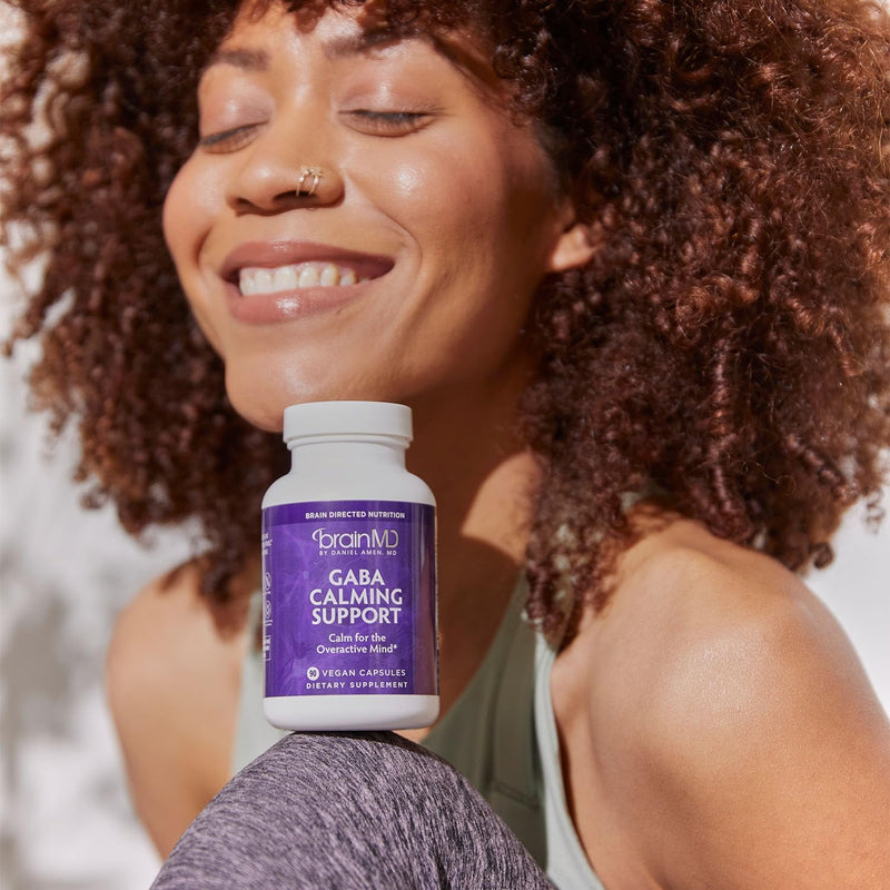 BRAINMD Dr Amen GABA Calming Support - 90 Capsules - Promotes Relaxation - Contains Magnesium, Vitamin B6 & Lemon Balm - 90 Servings
