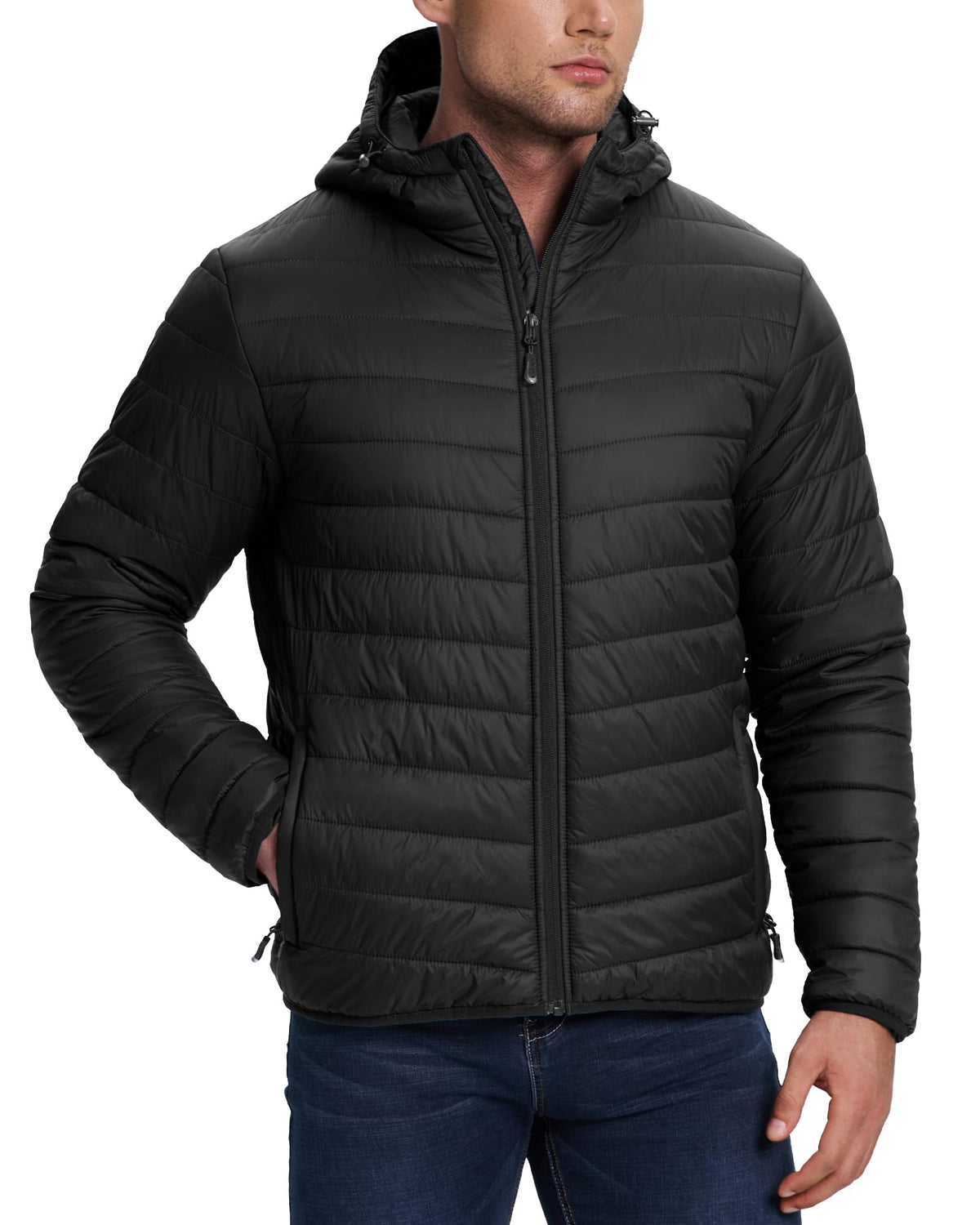 33,000ft Men's Packable Hooded Puffer Jacket Lightweight Warm Winter Coat