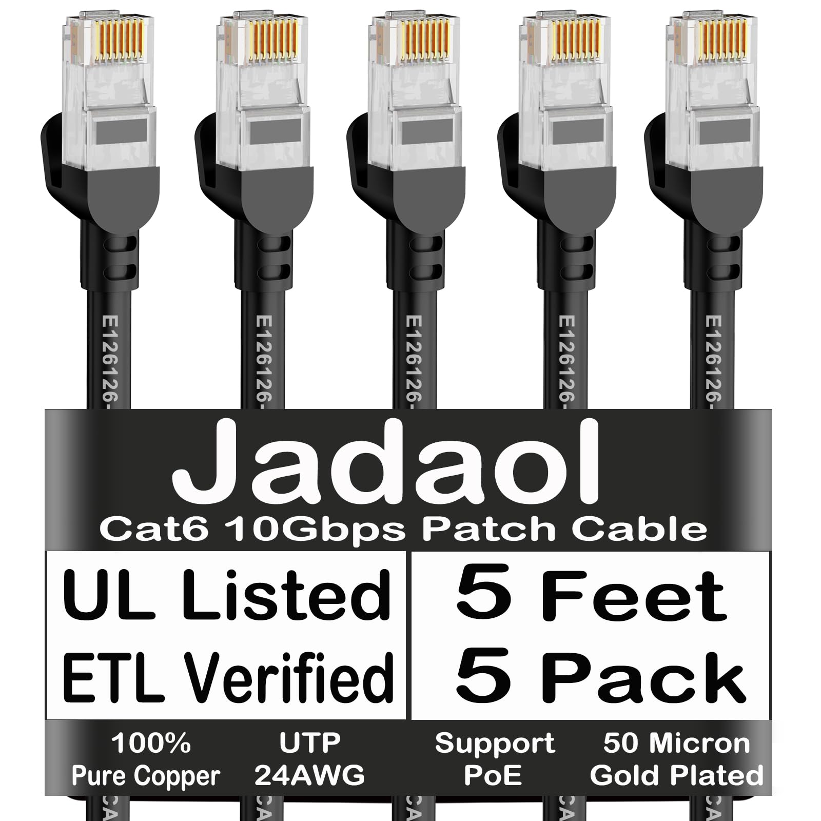 Jadaol Cat 6 Ethernet Cable 50 ft, 10Gbps Support Cat8 Cat7 Network, Flat RJ45 LAN Patch Cable, High-Speed Wired Internet Cable for Router, Modem, Switch, Gaming Consoles, PC, Streaming Devices, White