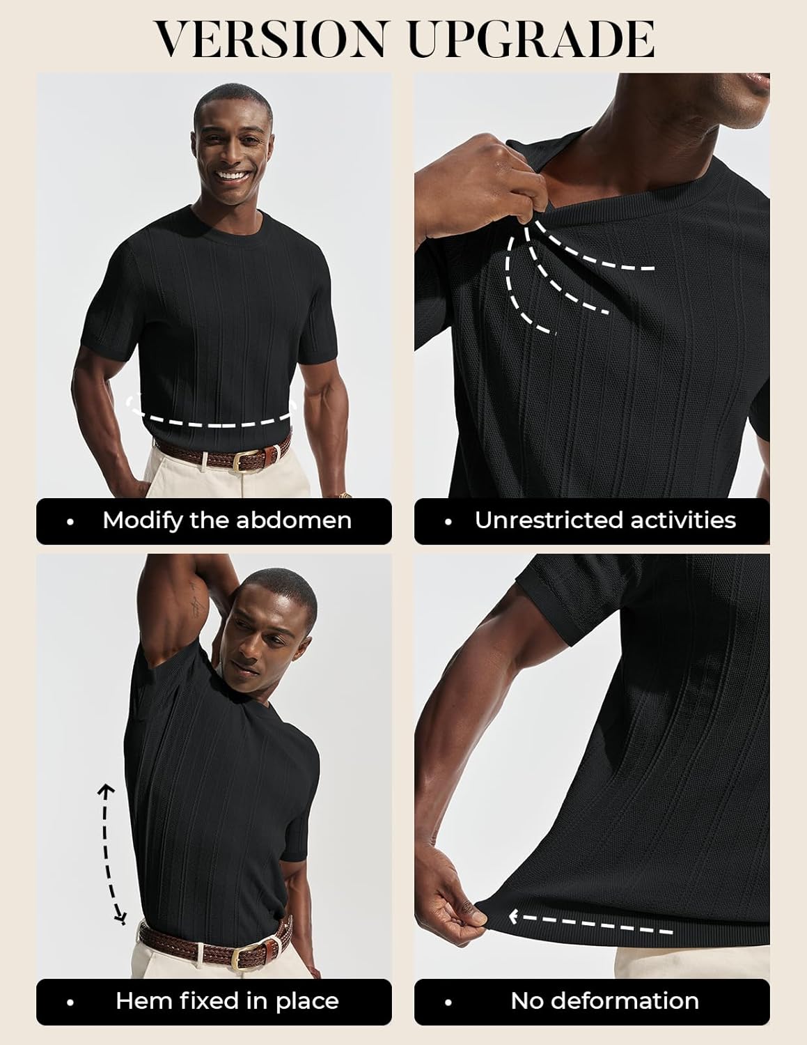PJ PAUL JONES Mens T-Shirts Crew Neck T Shirts Short Sleeve Knit Shirt Casual Ribbed Top Basic Pullover Tees