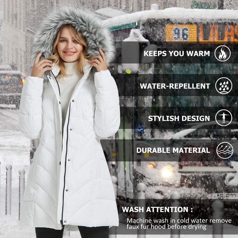 BINACL Women's Winter Warm Thicken Long Outwear Pockets Coat Parka Jacket XS-3XL-77