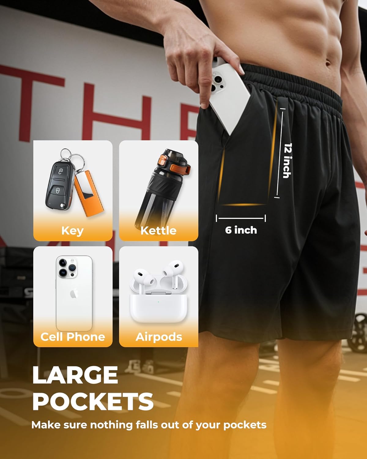 4 Pack Gym Mens Shorts - Basketball Athletic Shorts with Pockets Fitness Clothing Black Workout Quick Dry Shorts