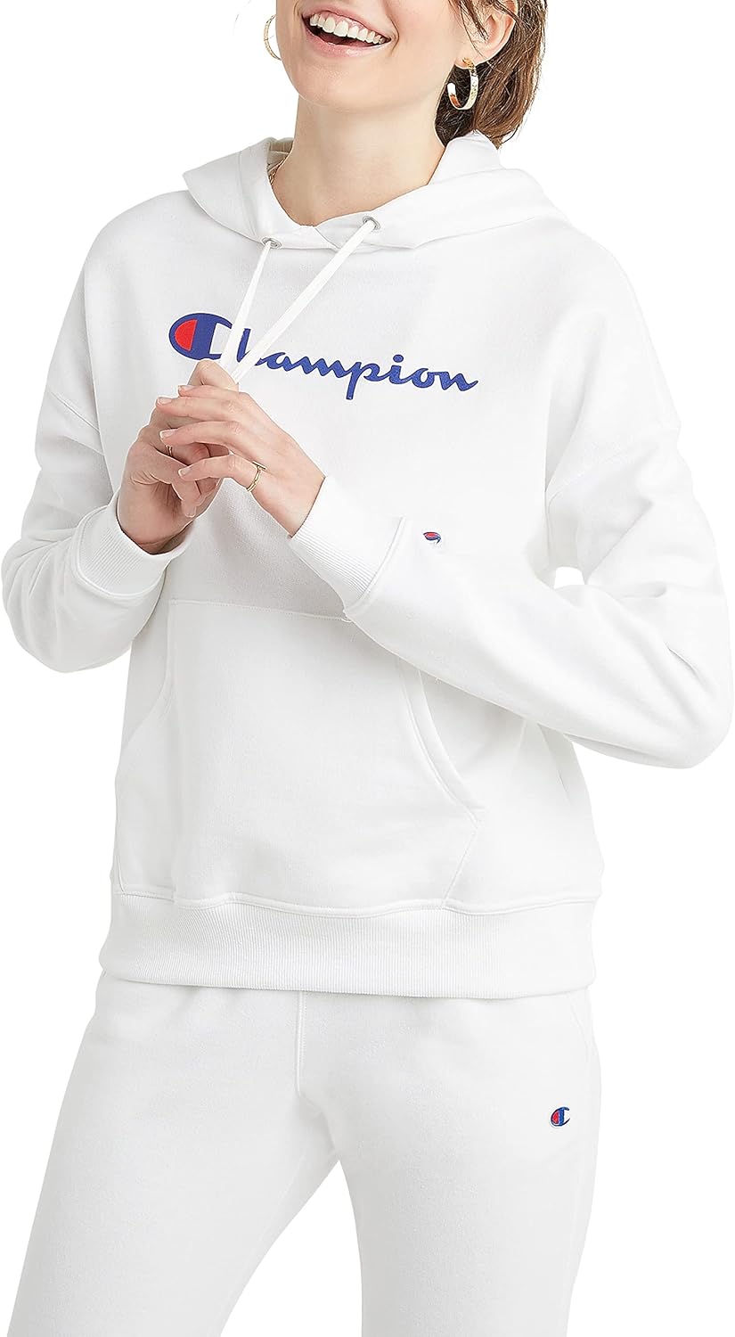 Champion Women’s Pullover Fleece Hoodie, Loose Fit, Midweight, Script Logo