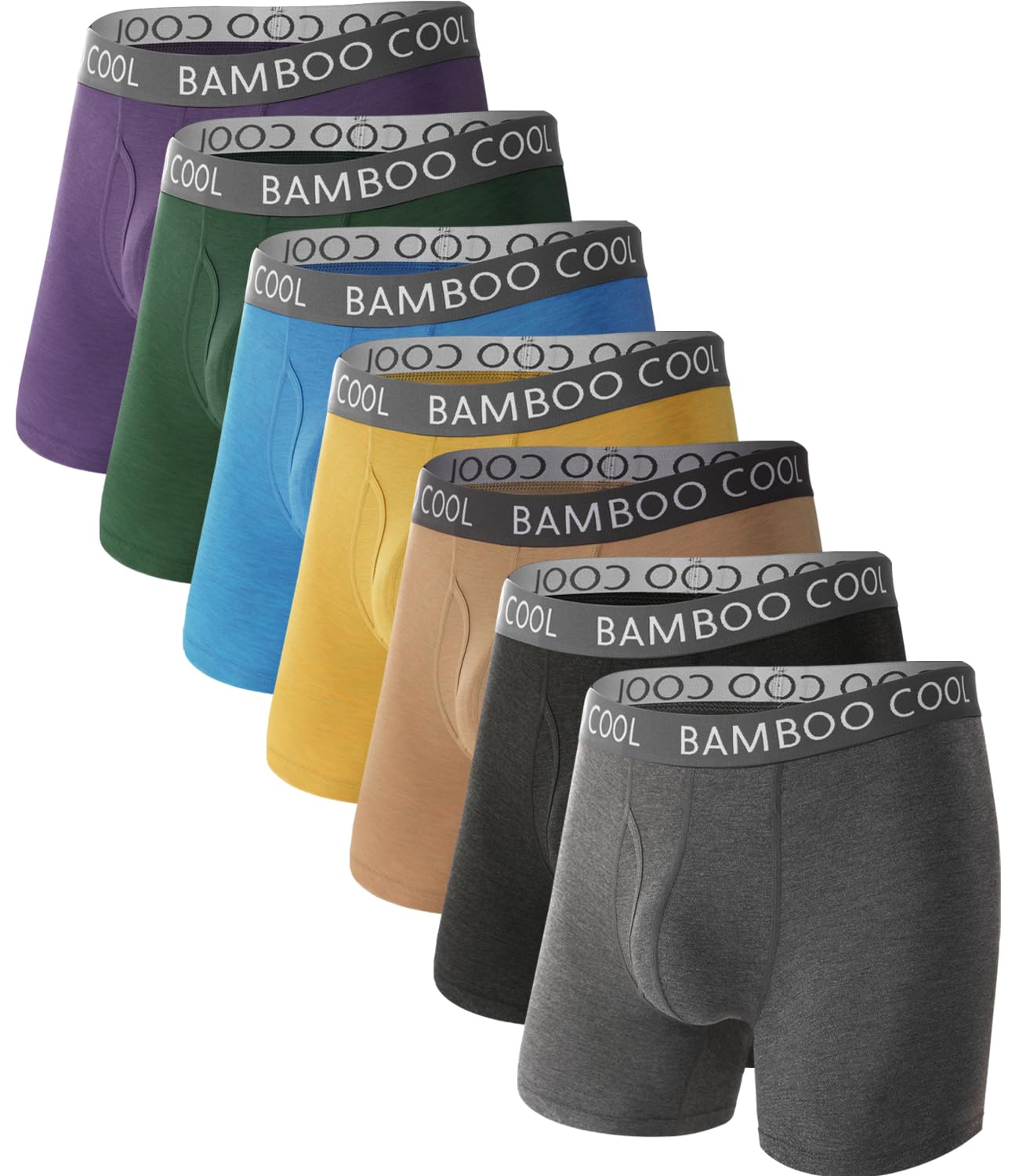 BAMBOO COOL Men's Ultra ComfortSoft Underwear, Moisture Wicking & Breathable No Ride Up Boxer Briefs with Fly, Multipack-65