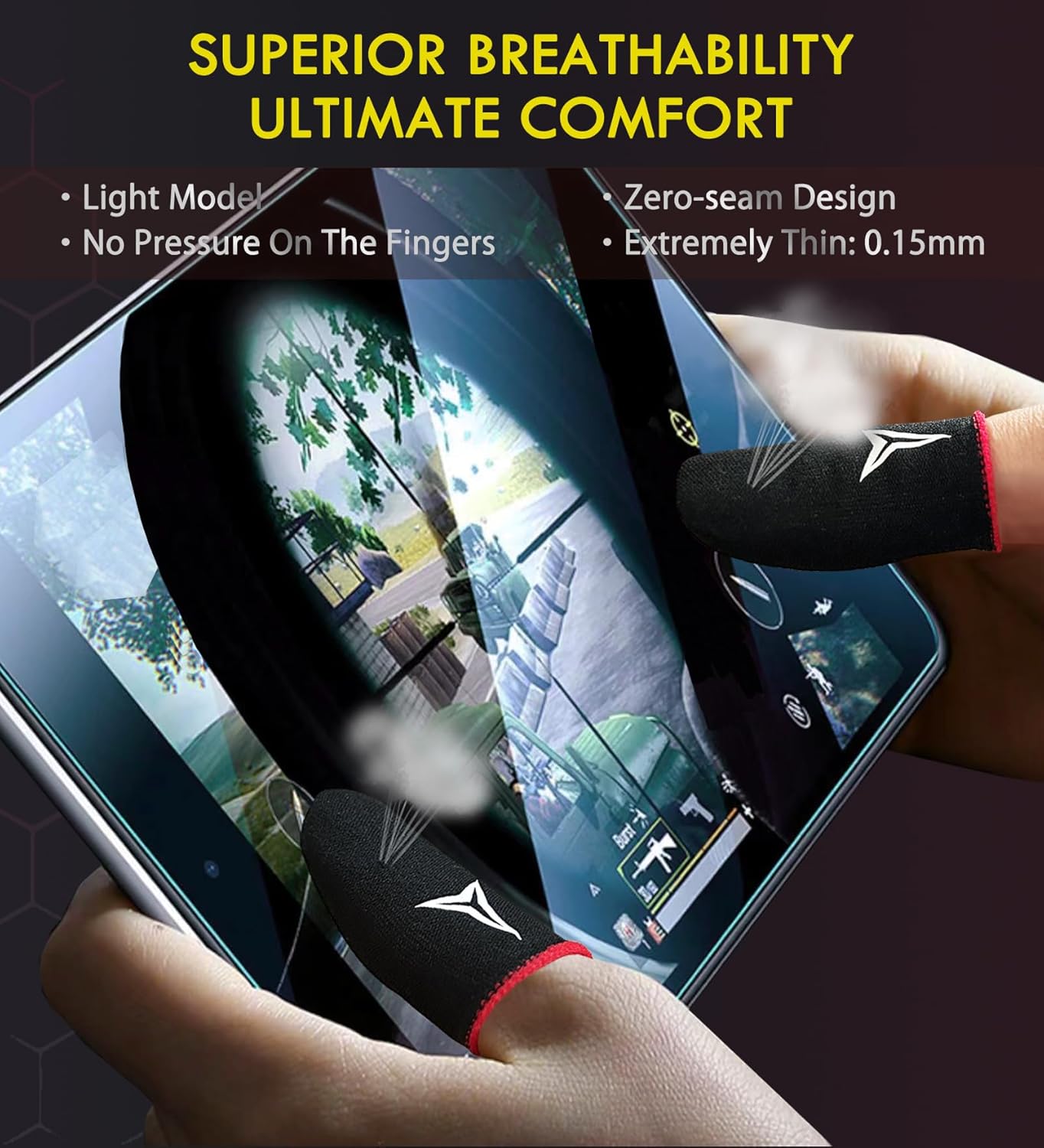 Professional Mobile Gaming Finger Sleeves with a Slide Box,No More Slipping,Longer Size for 5 Fingers, High Sensitivity,Anti-Sweat,Anti-Slip Finger Gaming Gloves Fits All Touchscreen Devices,6 Pack