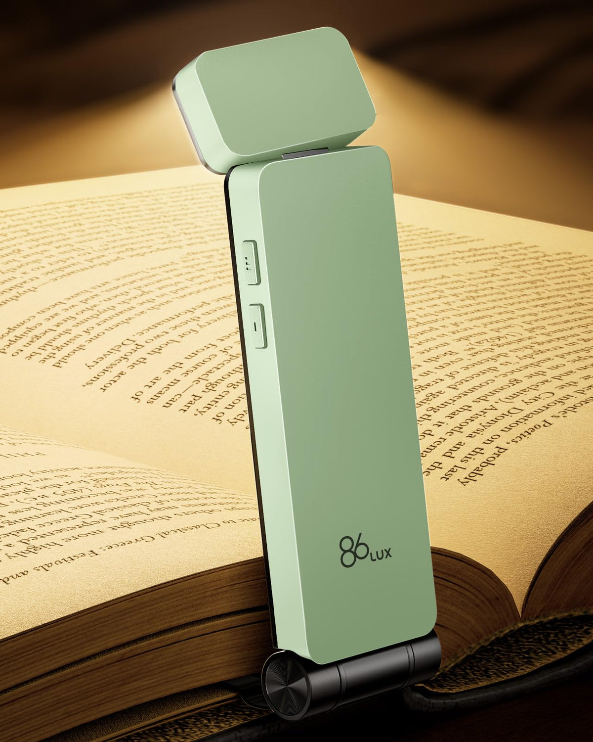 86lux Book Light, Rechargeable Clip-On LED Reading Light for Bed | 3 Color Temperatures with Stepless Dimming, Ultralight Bookmark Design for Book Lovers, Grey