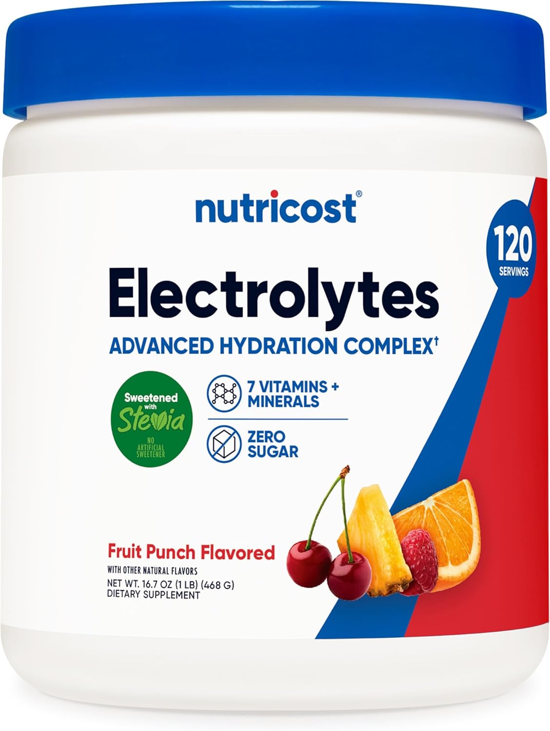 Nutricost Electrolyte Complex Powder (120 Servings, Fruit Punch) | Hydration Supplement Drink Mix with Vitamins and Minerals