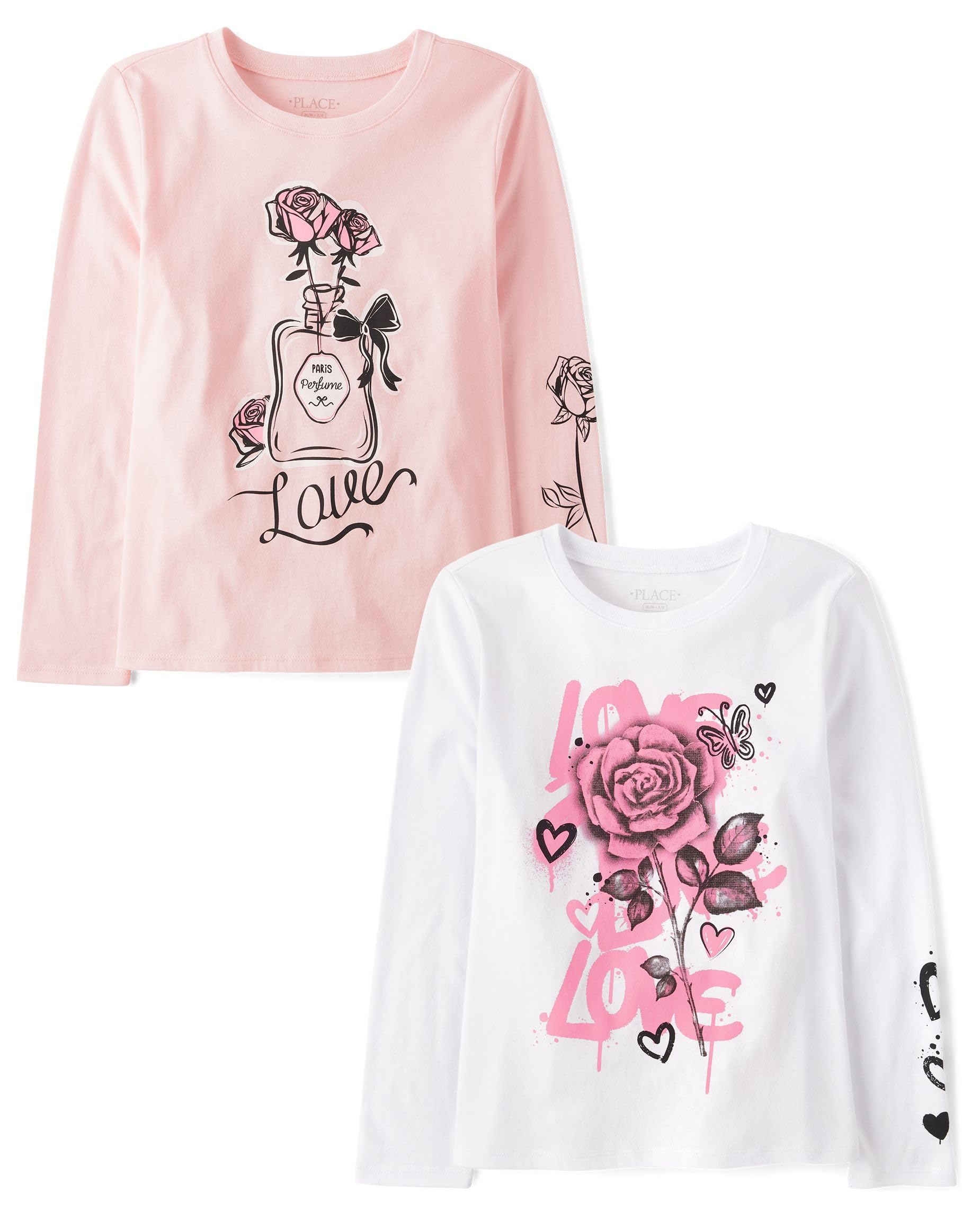 The Children's Place Girls Unicorns,Sports,Butterflies Long Sleeve Graphic T-Shirts,2 Pack