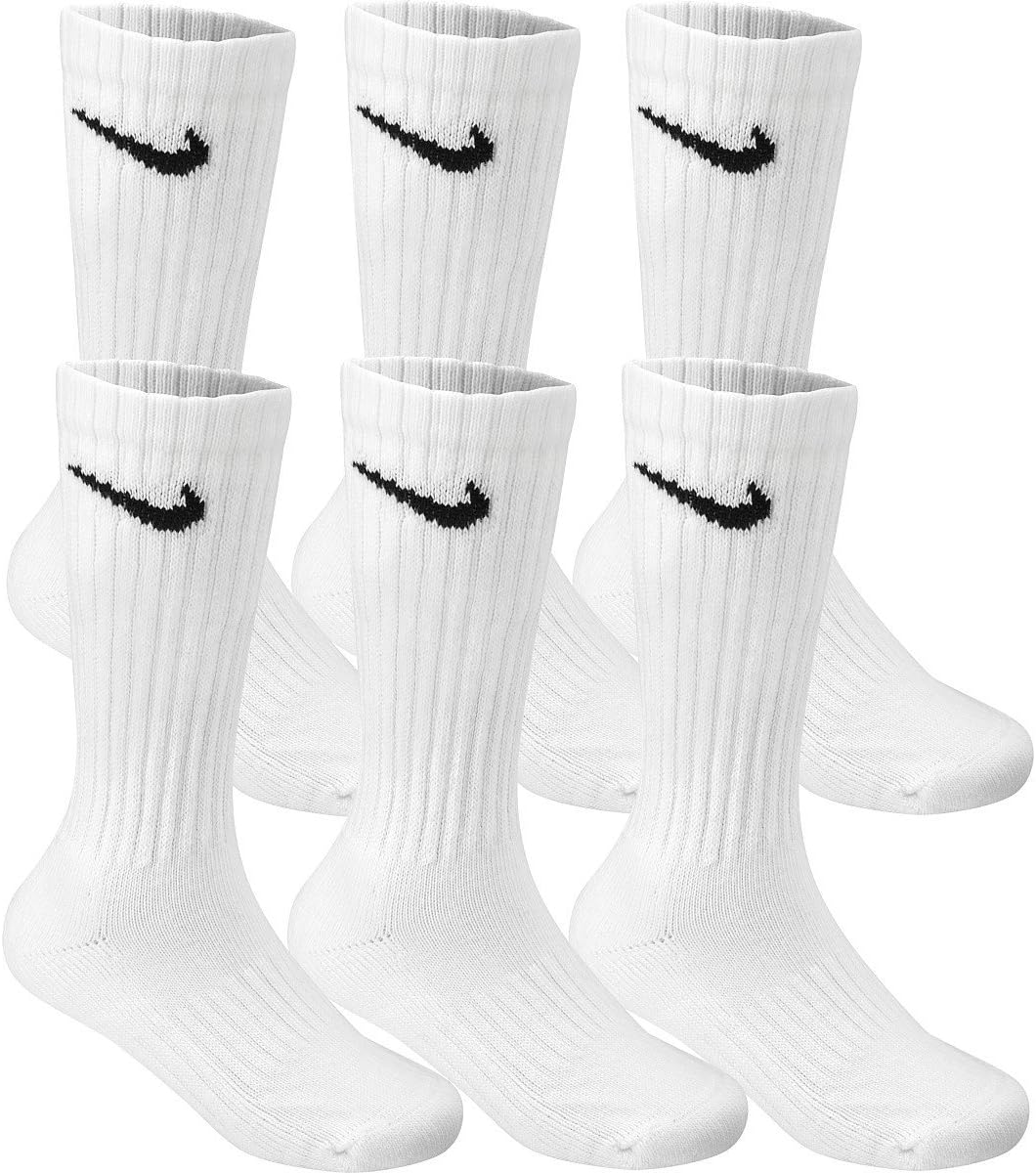 Nike Men/'s Performance Cotton Cushioned Crew Socks, 6 Pair Medium (shoe size 6-8) (White) Six Pack-1